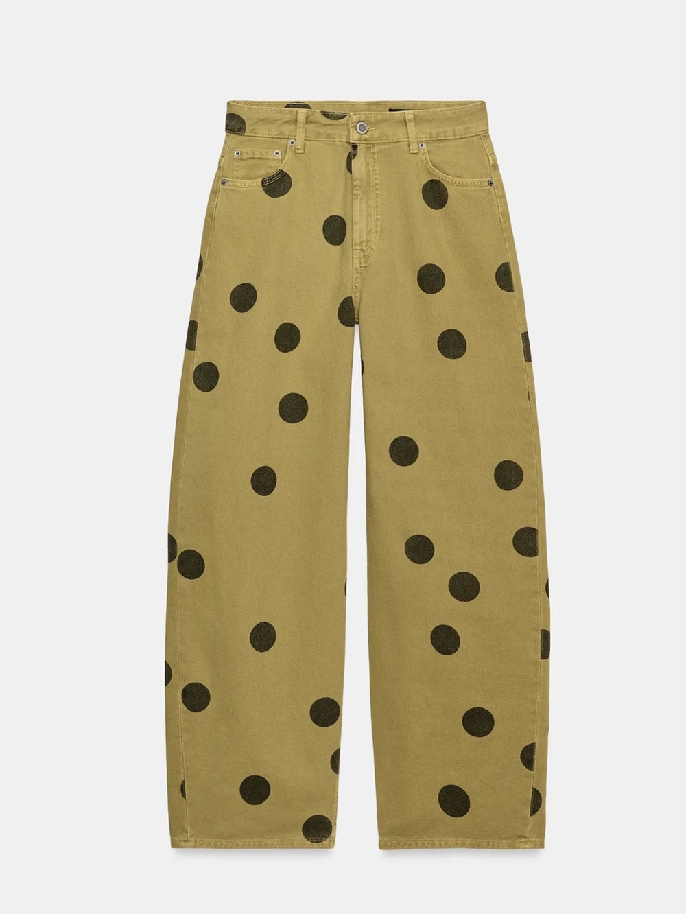 Zara ZW COLLECTION MID-RISE POLKA DOT BARREL JEANS